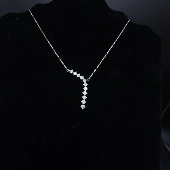 2.2 CTW Moissanite Waterfall Pendant  925 Silver GRA Certified Brilliant Jewelry - Picture 10 of 16